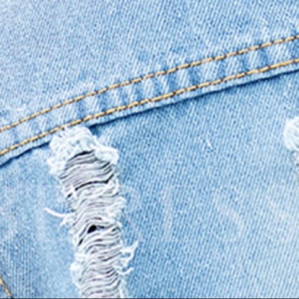Hole Worn Denim Slim Women's Trench Coats - Picture 3 of 3